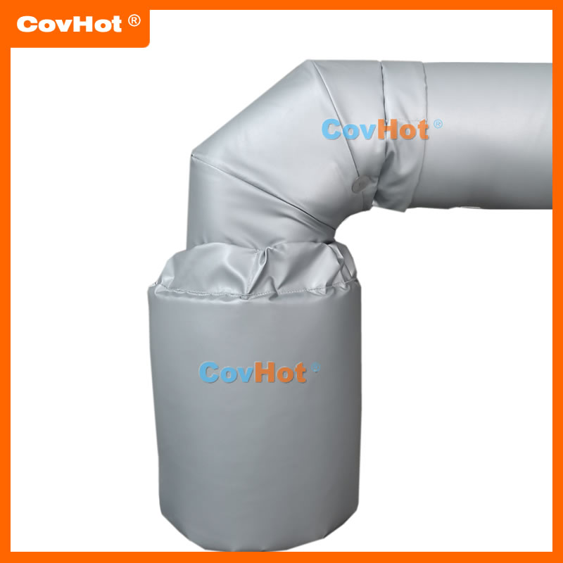 Pipeline elbow insulation jacket is jacketable for thermal/steam/hot oil pipelines with fire resista